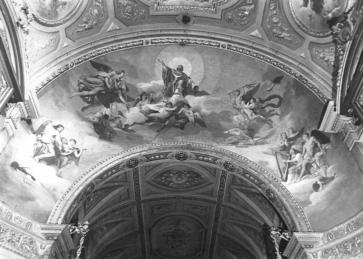 Sant'Ambrogio in gloria con angeli (decorazione pittorica) di Sala Vitale (attribuito) (sec. XIX)