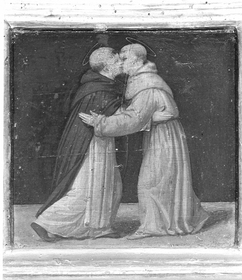San Domenico e San Francesco d'Assisi (plinto, elemento d'insieme) di Ferrari Bernardino (attribuito) (prima metà sec. XVI)