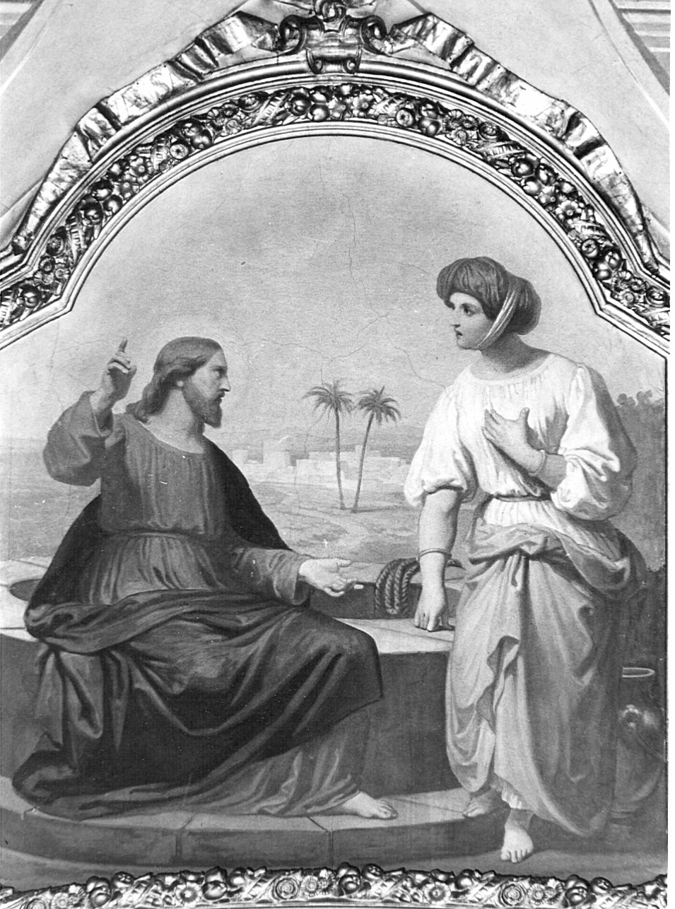 Cristo e la samaritana al pozzo (dipinto murale, elemento d'insieme) di Gonin Francesco (attribuito) (sec. XIX)