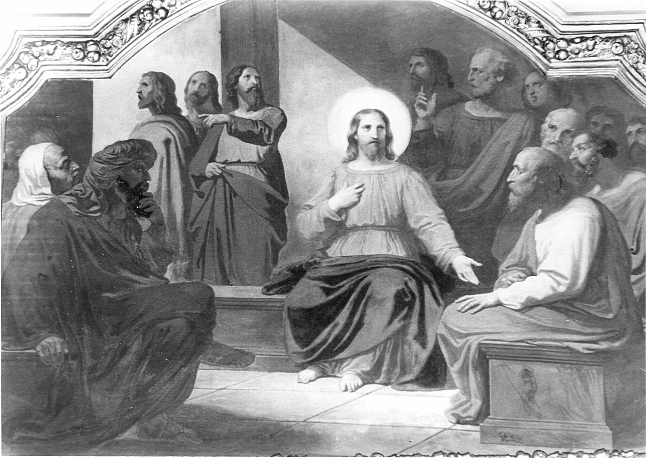 La promessa dell'Eucaristia, allegoria del mistero dell'Eucaristia (dipinto murale, elemento d'insieme) di Gonin Francesco (attribuito) (sec. XIX)