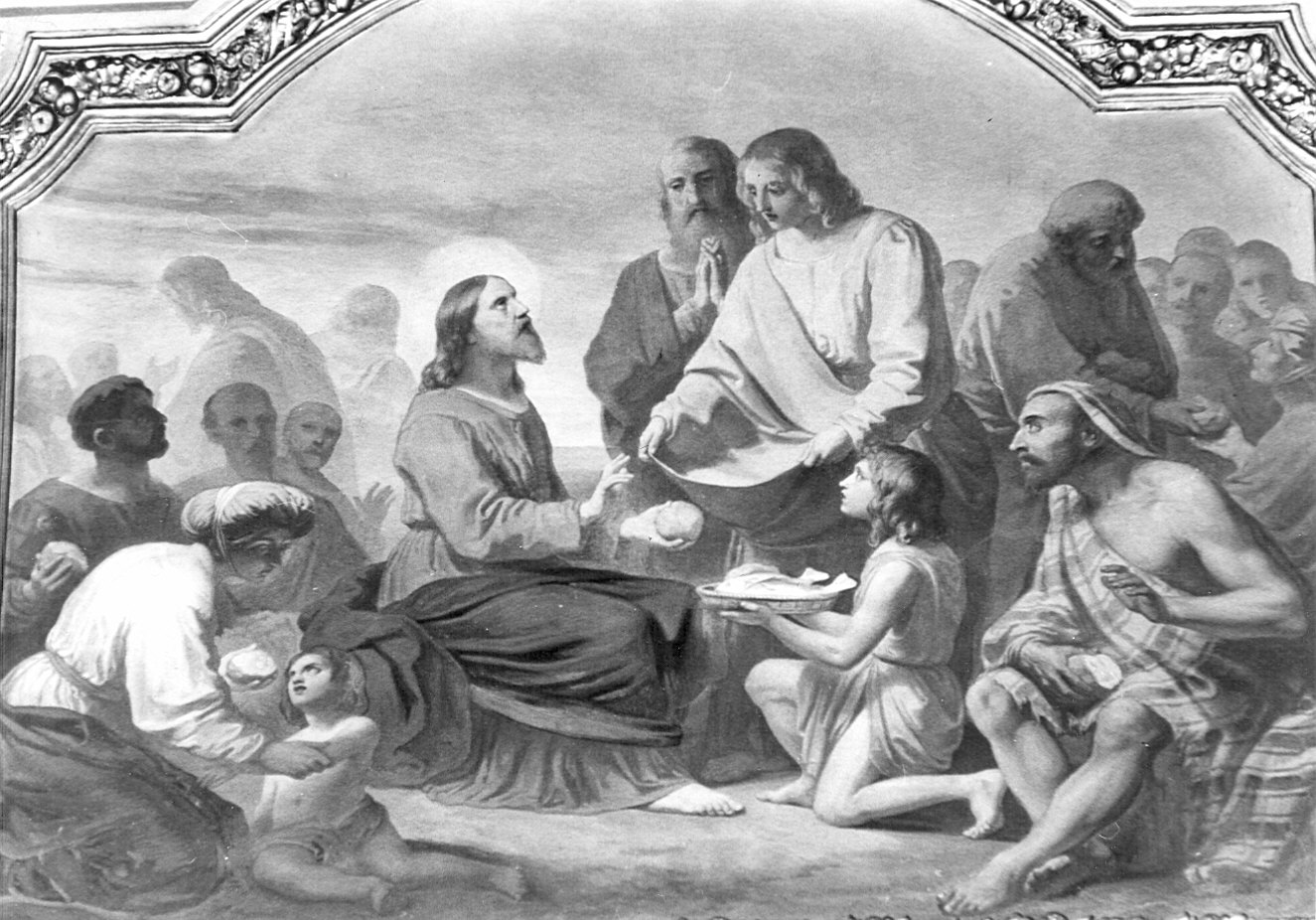 moltiplicazione dei pani e dei pesci (dipinto murale, elemento d'insieme) di Gonin Francesco (attribuito) (sec. XIX)