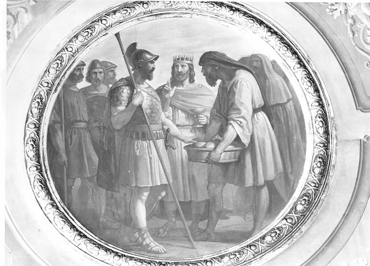 Melchisedec offre il pane e il vino nel calice (dipinto murale, elemento d'insieme) di Gonin Francesco (attribuito) (sec. XIX)