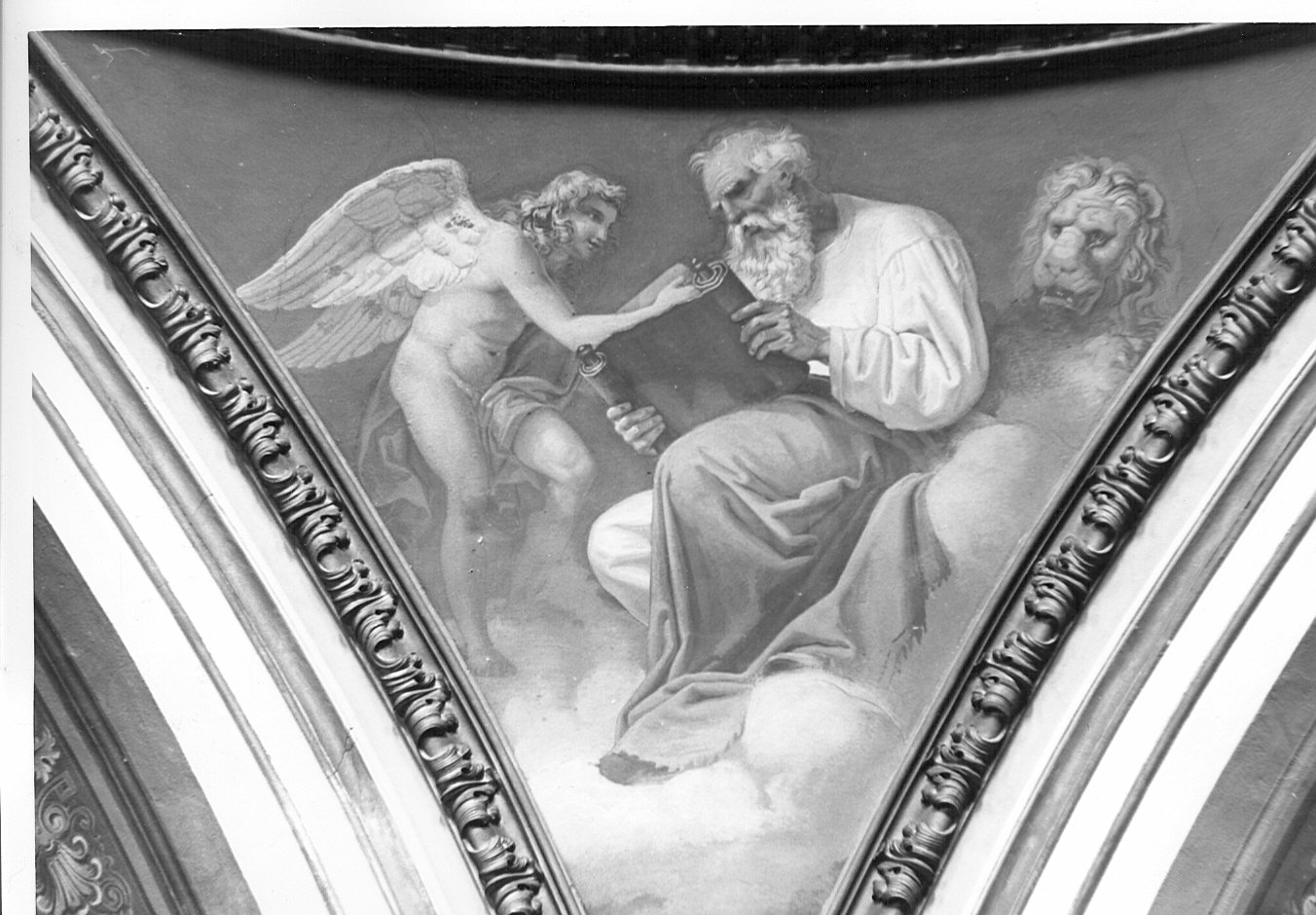 San Marco Evangelista (dipinto murale, elemento d'insieme) di Sala Vitale (attribuito) (sec. XIX)