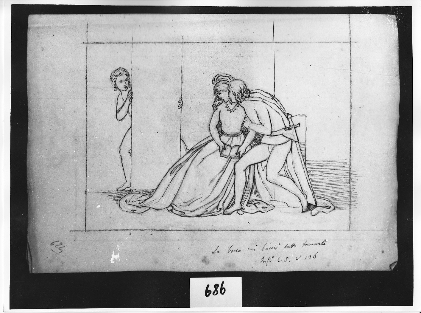 Paolo e Francesca spiati (disegno, opera isolata) di Ligari Angelo (attribuito) (sec. XIX)