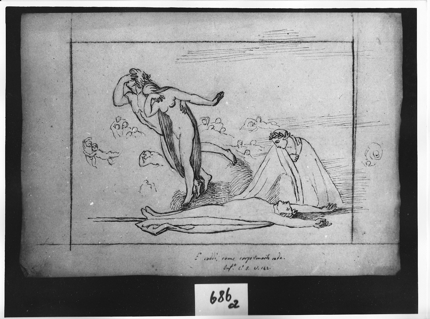 Svenimento di Dante (disegno, opera isolata) di Ligari Angelo (attribuito) (sec. XIX)