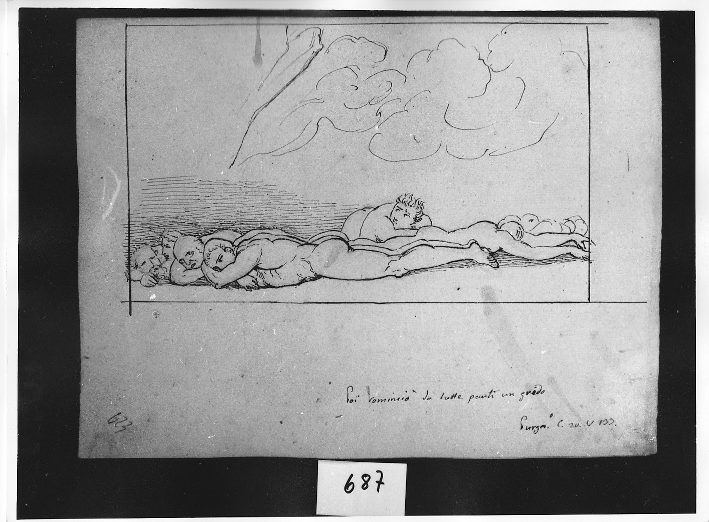 Gli avari e i prodighi in Purgatorio (recto) (disegno, opera isolata) di Ligari Angelo (attribuito) (sec. XIX)