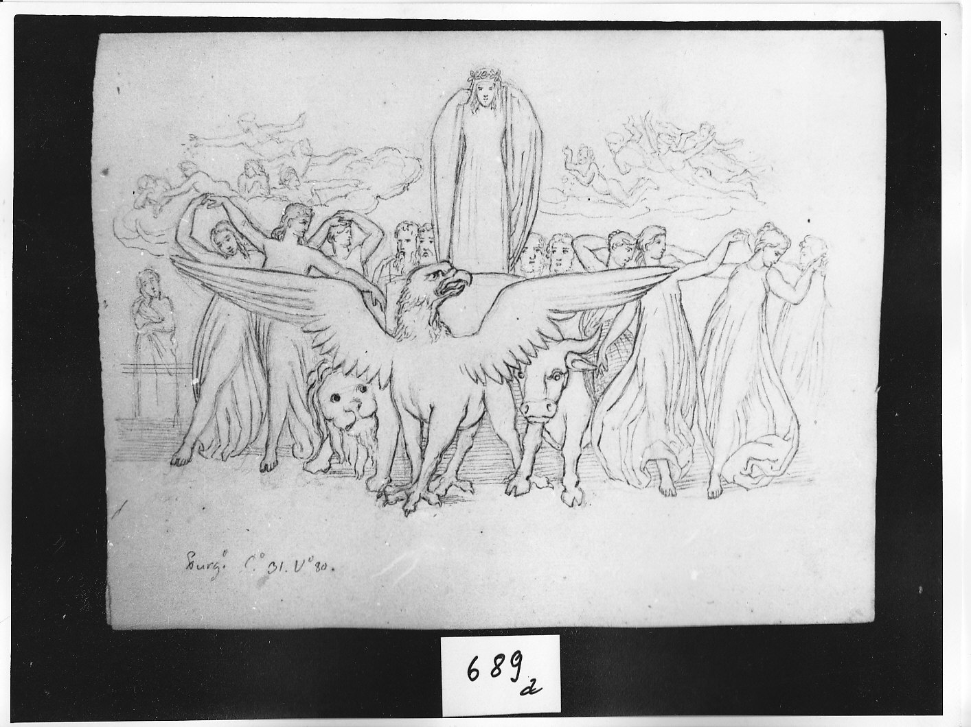 Apparizione di Beatrice (verso) (disegno, opera isolata) di Ligari Angelo (attribuito) (sec. XIX)