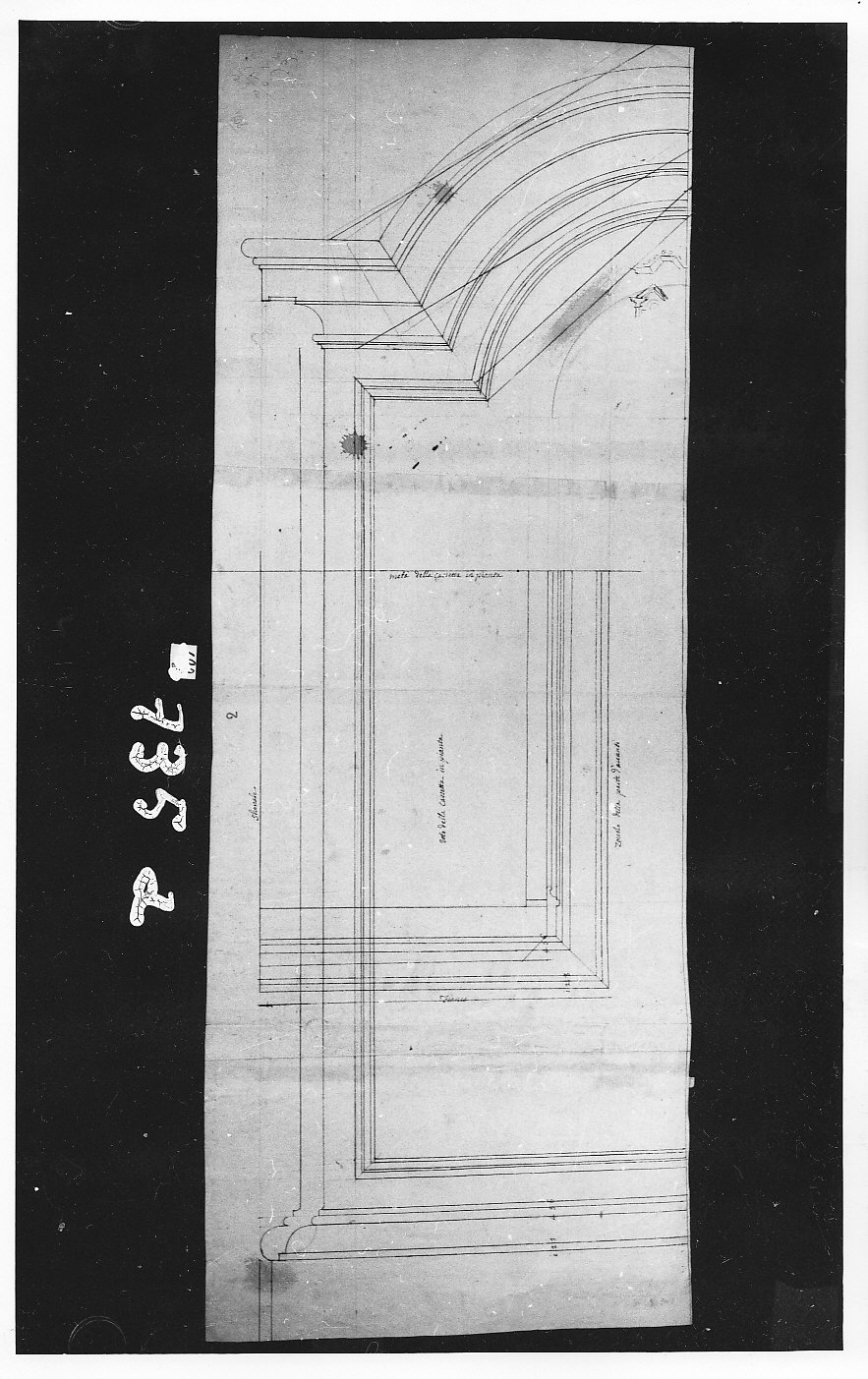 Disegno per cassa d'orologio a pendolo (disegno, opera isolata) di Ligari Pietro (attribuito) (prima metà sec. XVIII)