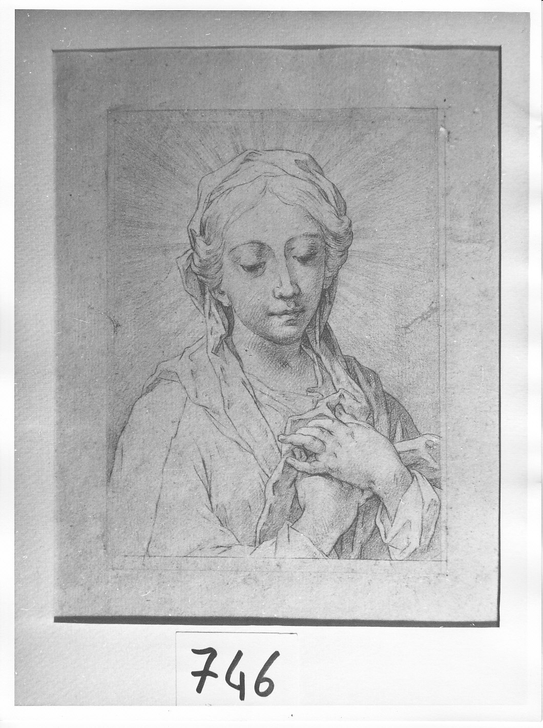 Madonna (disegno, opera isolata) di Ligari Pietro (attribuito) (sec. XVIII)
