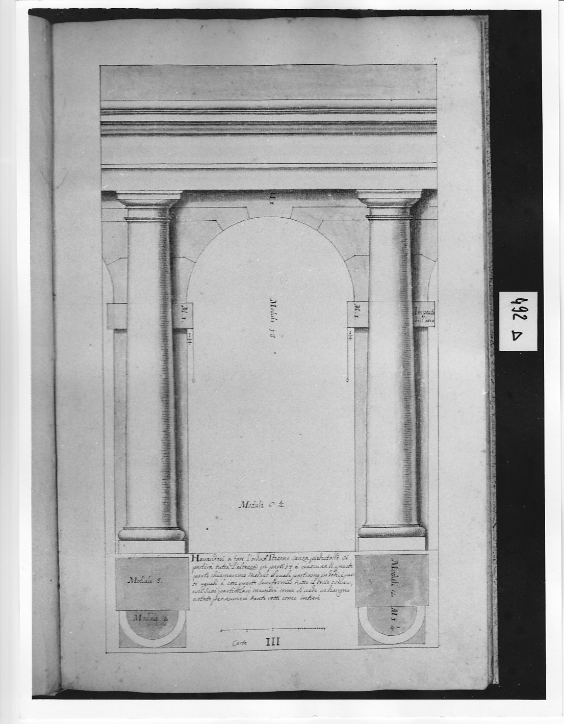 Due colonne iscritte nell'ordine toscano (disegno architettonico, opera isolata) di Ligari Pietro (attribuito) (sec. XVIII)