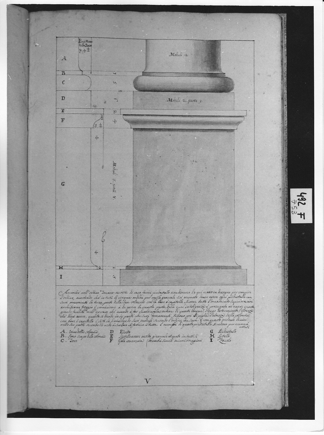 Capitello dorico cojn architrave, fregio e cornicione (disegno architettonico, opera isolata) di Ligari Pietro (attribuito) (sec. XVIII)