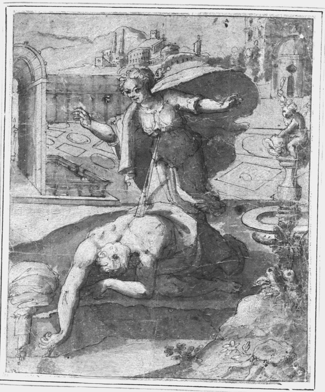 Piramo e Tisbe (disegno) - ambito lombardo (inizio sec. XVII)