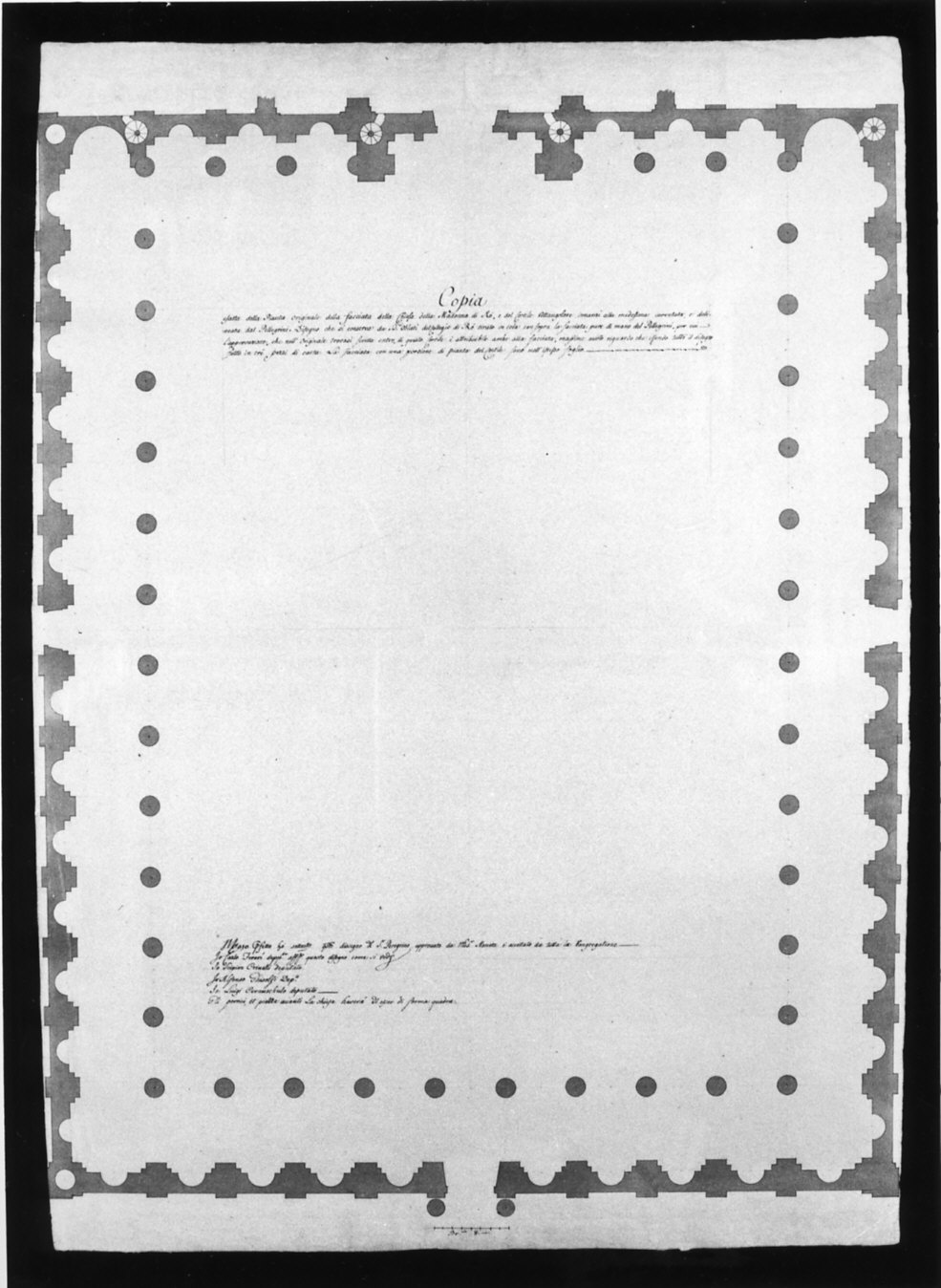 rilievo della pianta del Santuario della Beata Vergine Addolorata a Rho (disegno, opera isolata) di Cagnola Luigi (sec. XVIII)