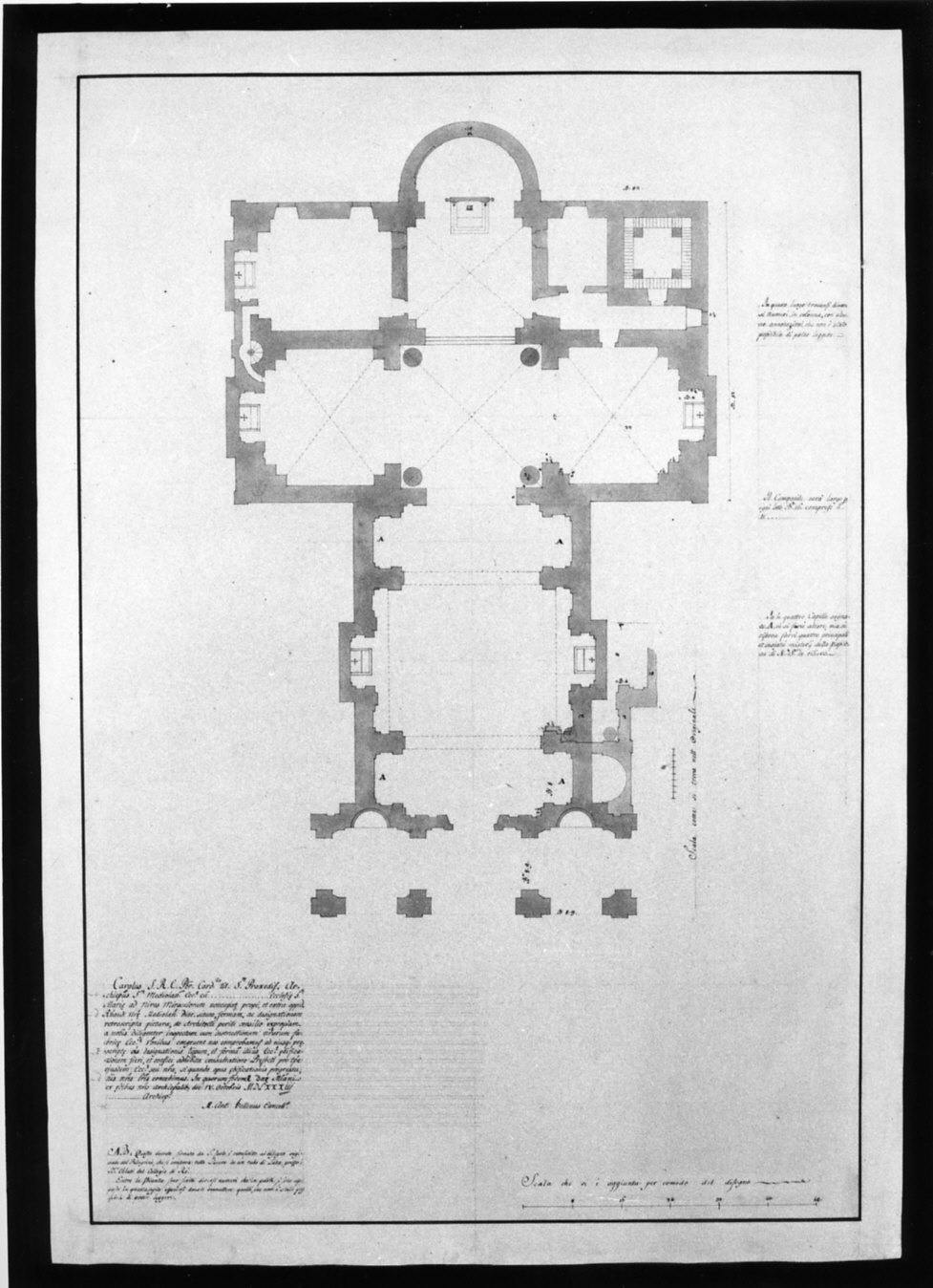 rilievo della pianta del Santuario della Beata Vergine Addolorata a Rho (disegno, opera isolata) di Cagnola Luigi (sec. XVIII)