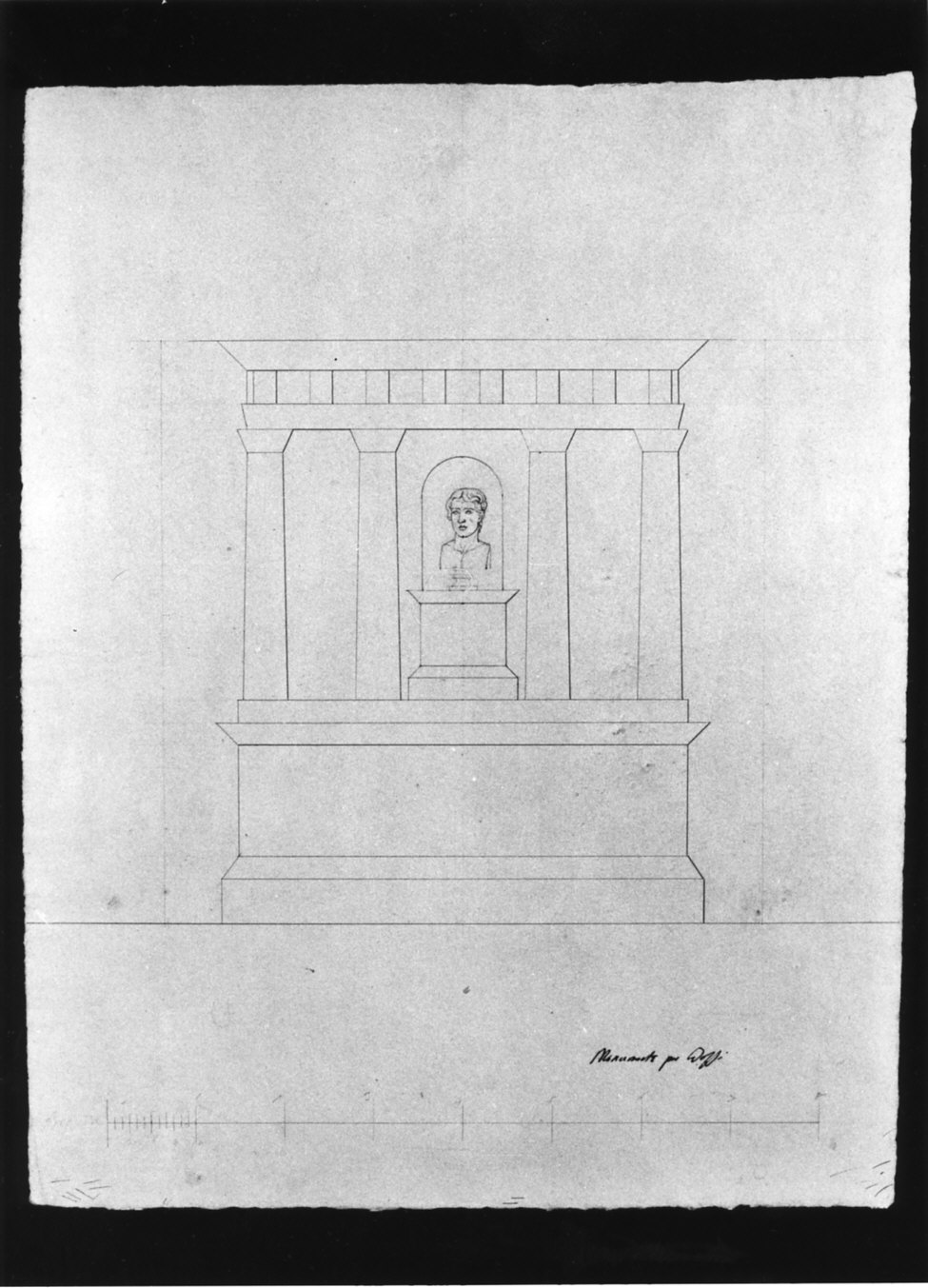 studio per il monumento celebrativo a Giuseppe Bossi (disegno, opera isolata) di Cagnola Luigi (attribuito) (sec. XIX)