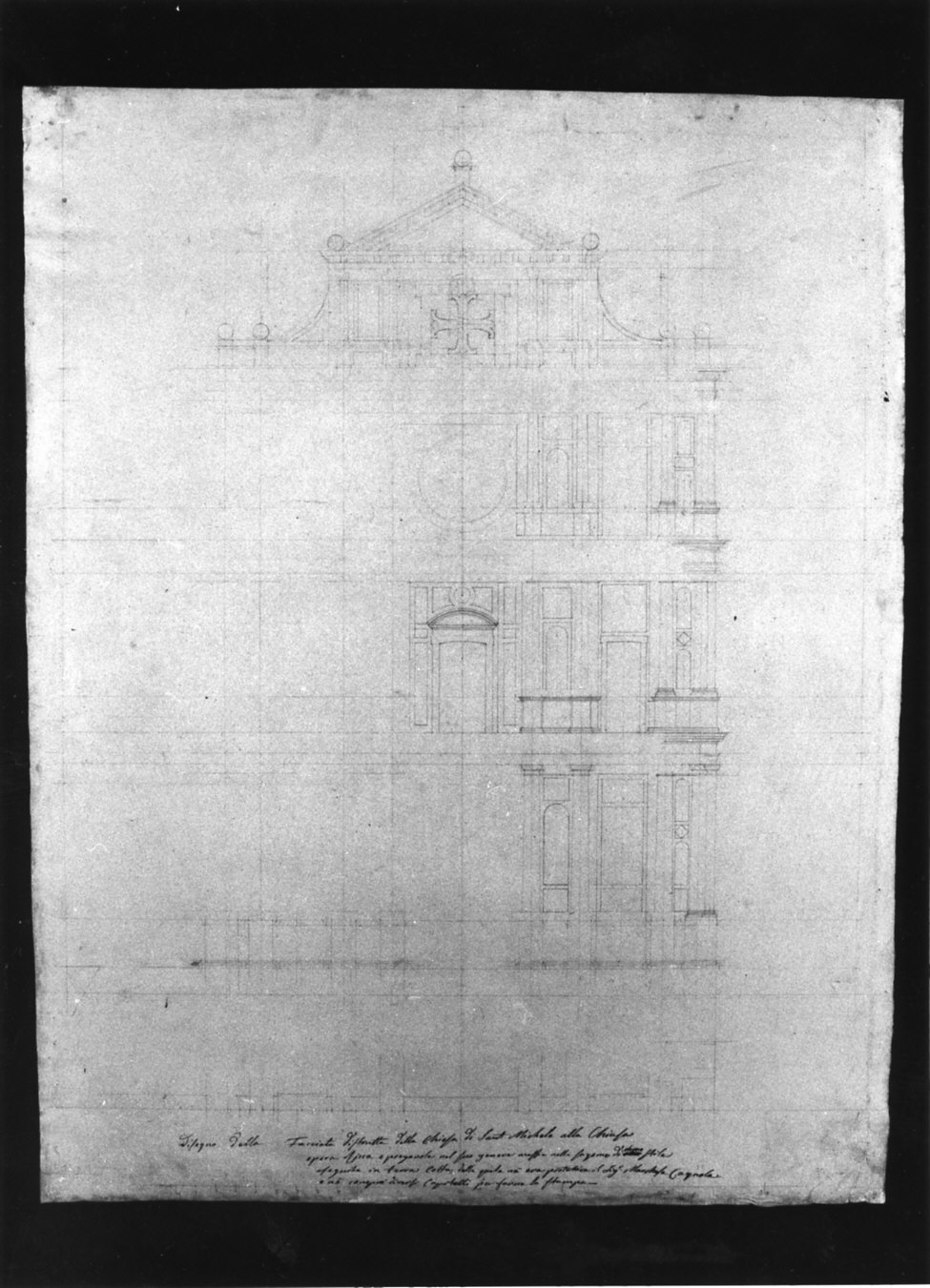 rilievo della facciata della chiesa di Santa Caterina alla Chiusa a Milano (disegno, opera isolata) di Cagnola Luigi (attribuito) (sec. XIX)