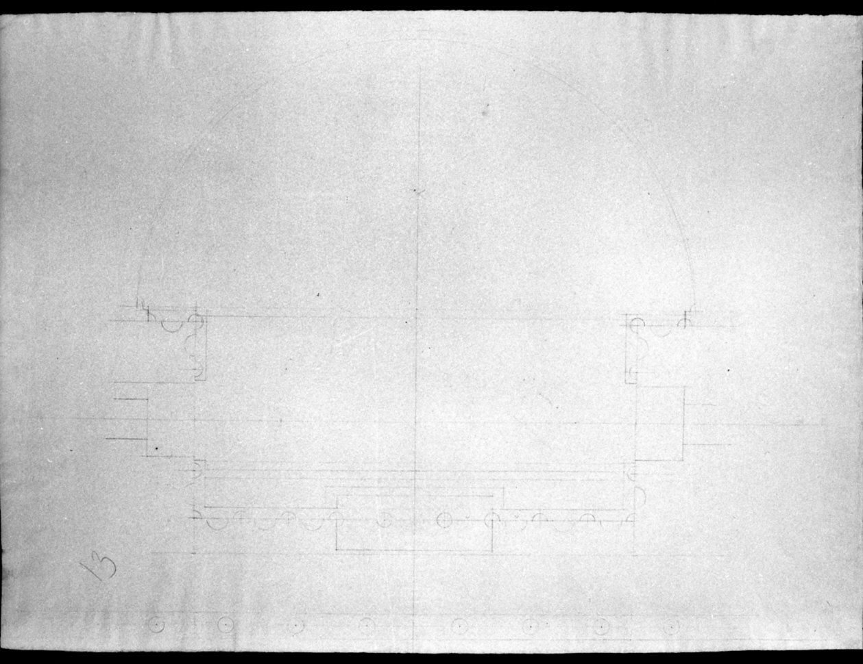 progetto architettonico: pianta del salone delle sedute nel Palazzo del Senato a Milano (disegno, opera isolata) di Cagnola Luigi (sec. XIX)