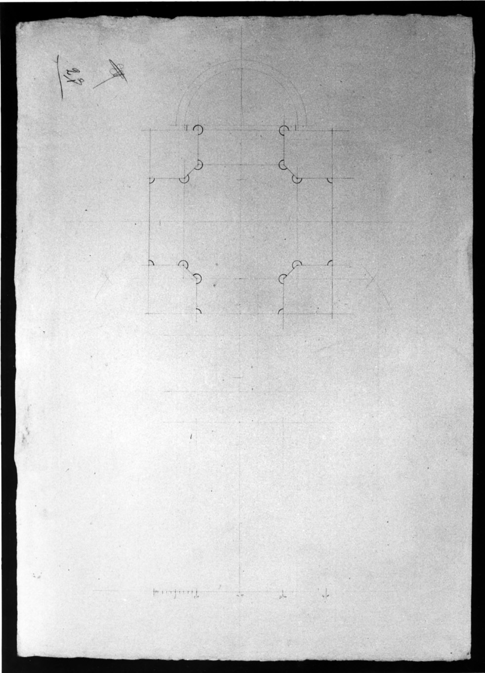 progetto architettonico: pianta parziale di transetto (disegno, opera isolata) di Cagnola Luigi (e aiuti) (sec. XIX)