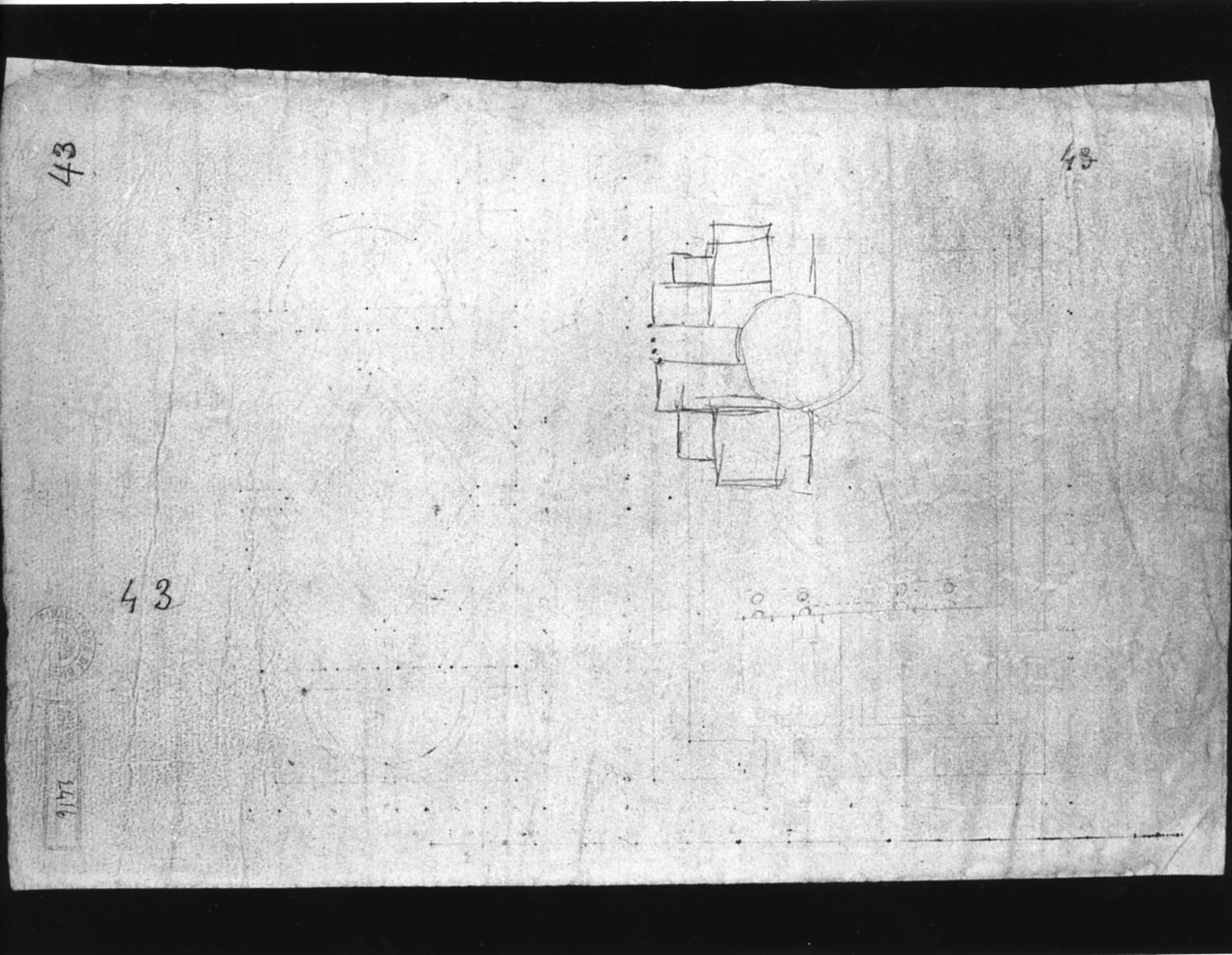 progetto architettonico: pianta di edificio a cupola (disegno, opera isolata) di Cagnola Luigi (sec. XIX)