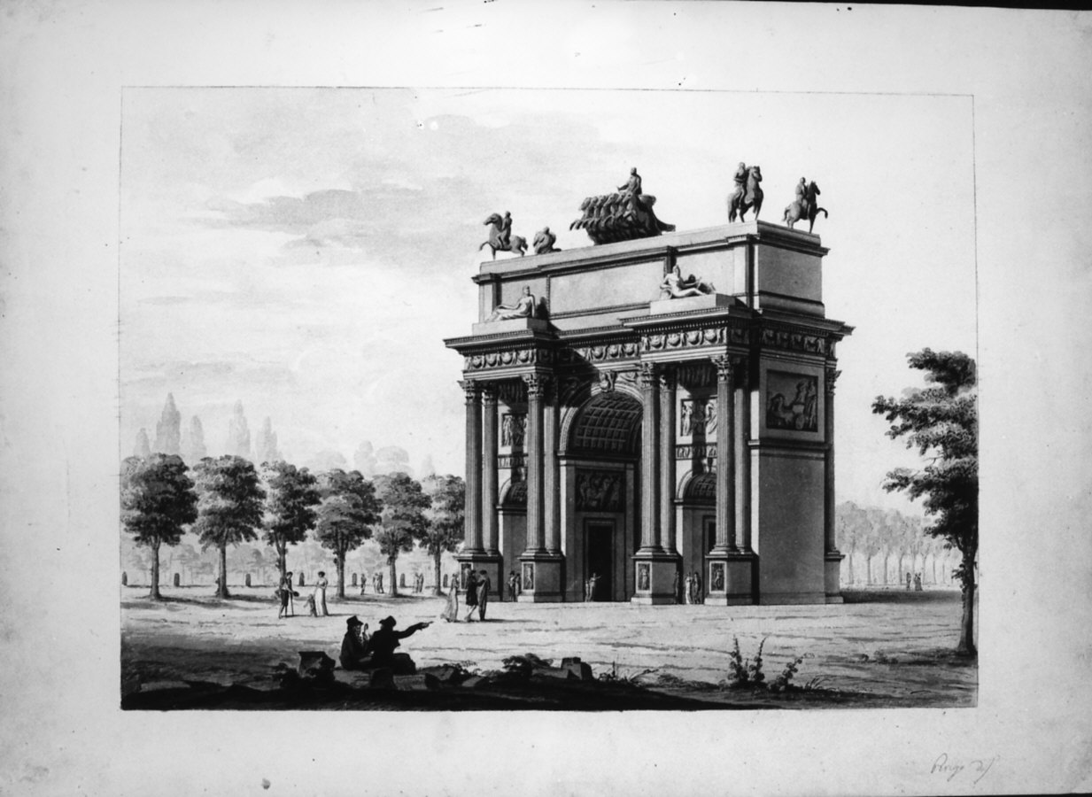 Arco della Pace a Milano (disegno, opera isolata) di Cagnola Luigi (sec. XIX)