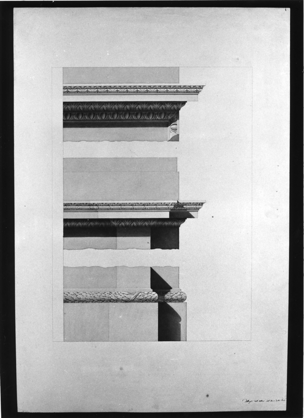 progetto architettonico: cornice e architrave dell'Arco della Pace (disegno, opera isolata) di Cagnola Luigi, Mercoli Giacomo il Giovane (attribuito) (sec. XIX)