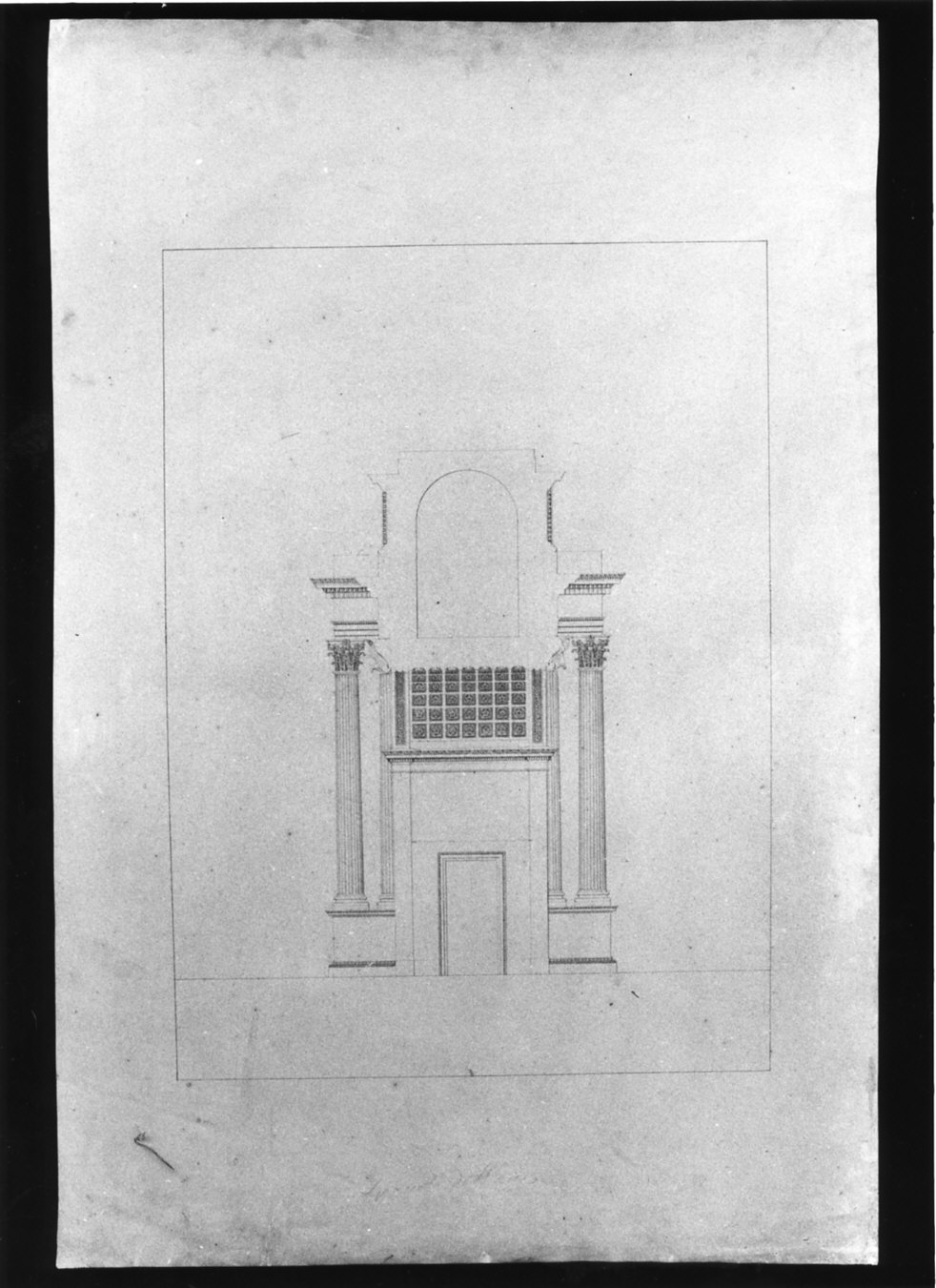 progetto architettonico: sezione trasversale dell'Arco della Pace (disegno, opera isolata) di Cagnola Luigi, Mercoli Giacomo il Giovane (attribuito) (sec. XIX)