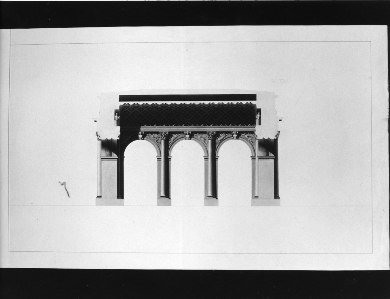 progetto architettonico: sezione dell'arco provvisorio di Porta Orientale a Milano (disegno, opera isolata) di Cagnola Luigi (sec. XIX)