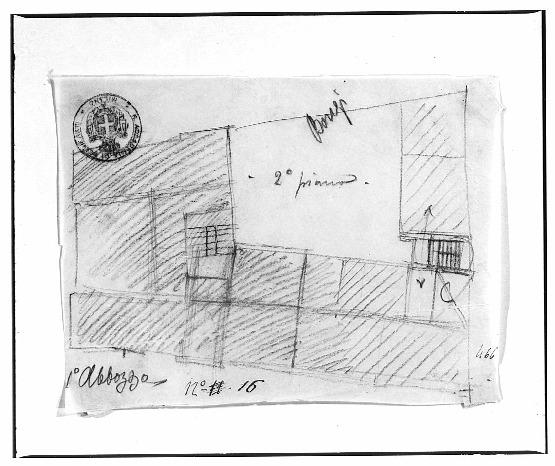 Progetto per casa signorile d'affitto: pianta del secondo piano, architettura (disegno architettonico, opera isolata) di Bongi Orsini (attribuito) (sec. XX)
