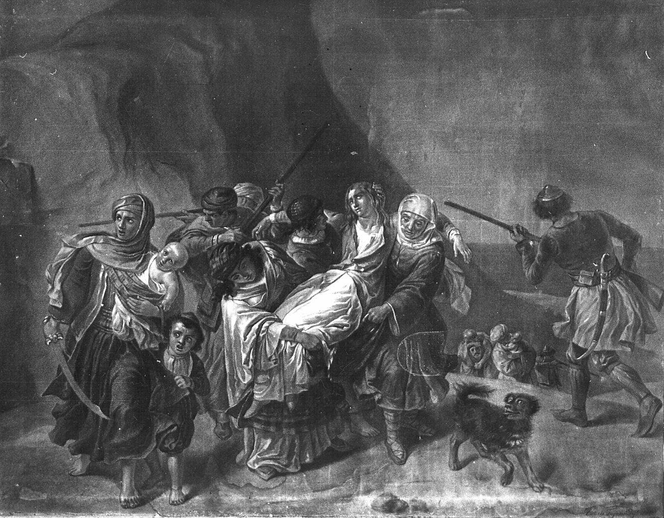 popolo in armi (disegno) di Fagnani V (attribuito) (sec. XIX)