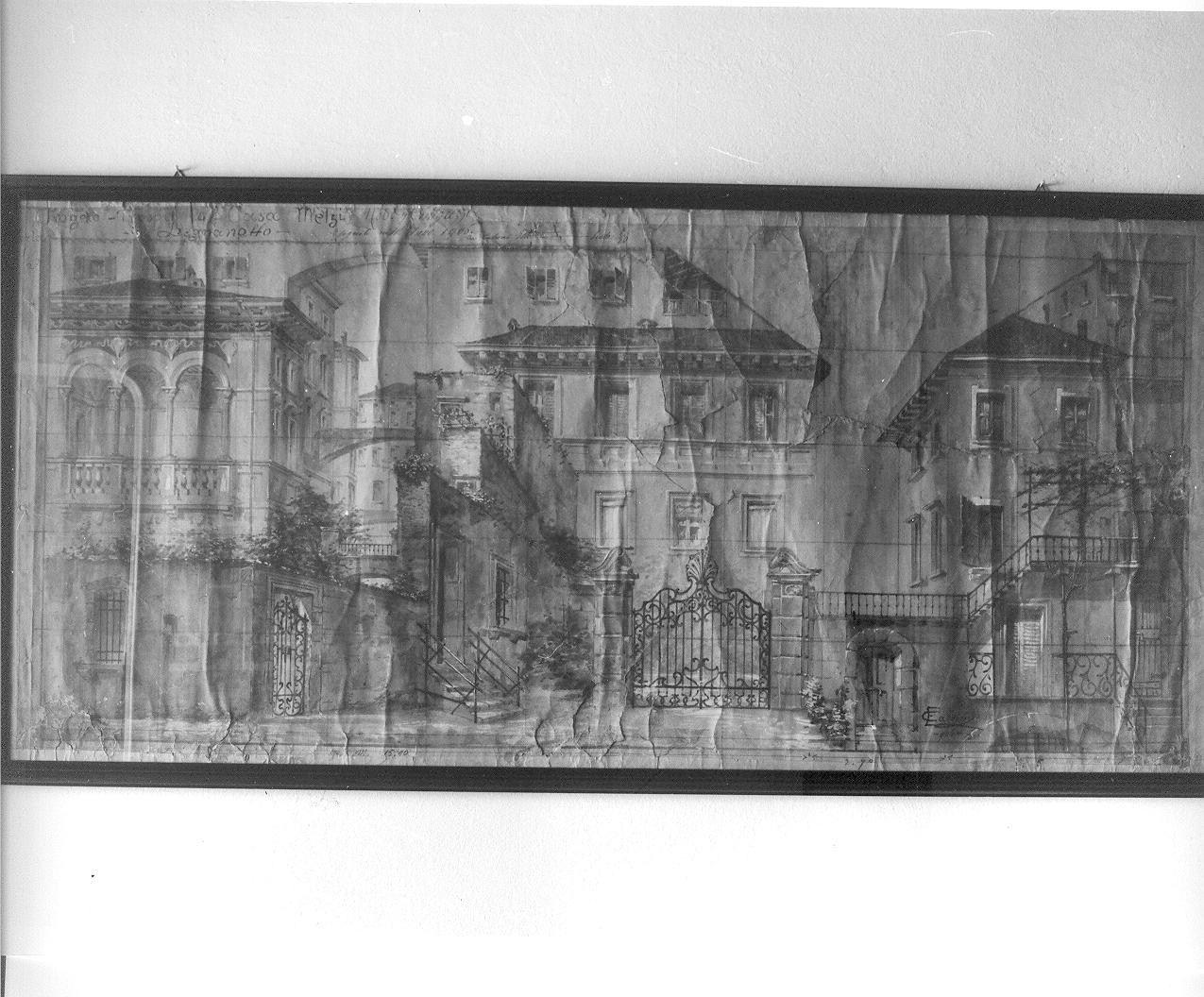 Prospetto di casa Melzi (disegno, opera isolata) di Cabrini E (attribuito) (inizio sec. XX)