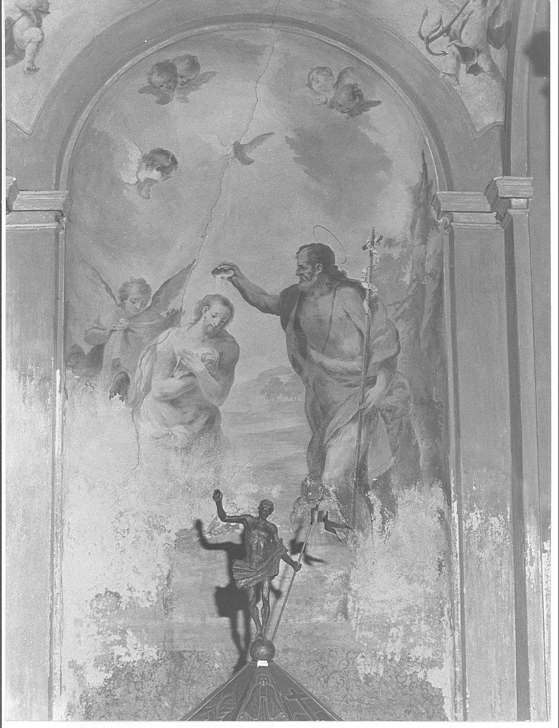 battesimo di Cristo (dipinto murale, opera isolata) di Grasso Giuseppe (sec. XVIII)