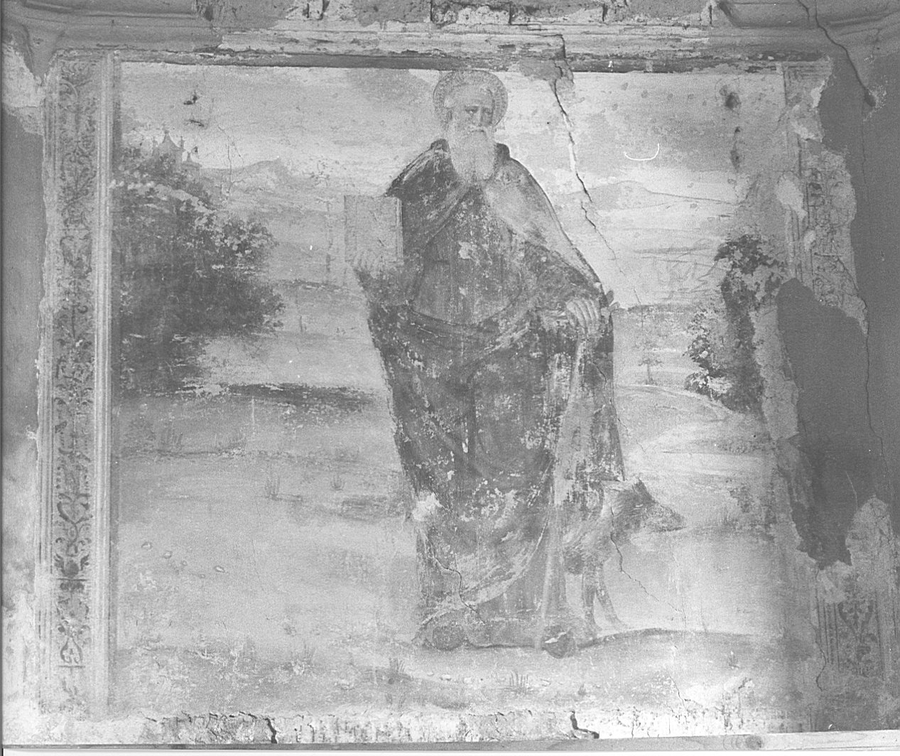 Sant'Antonio Abate (dipinto murale, opera isolata) - ambito lombardo (inizio sec. XVI)