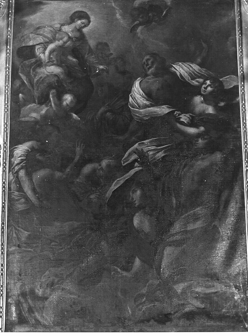 Vergine con Bambino e anime purganti, Madonna con Bambino e altri personaggi (dipinto) - ambito lombardo (sec. XVIII)