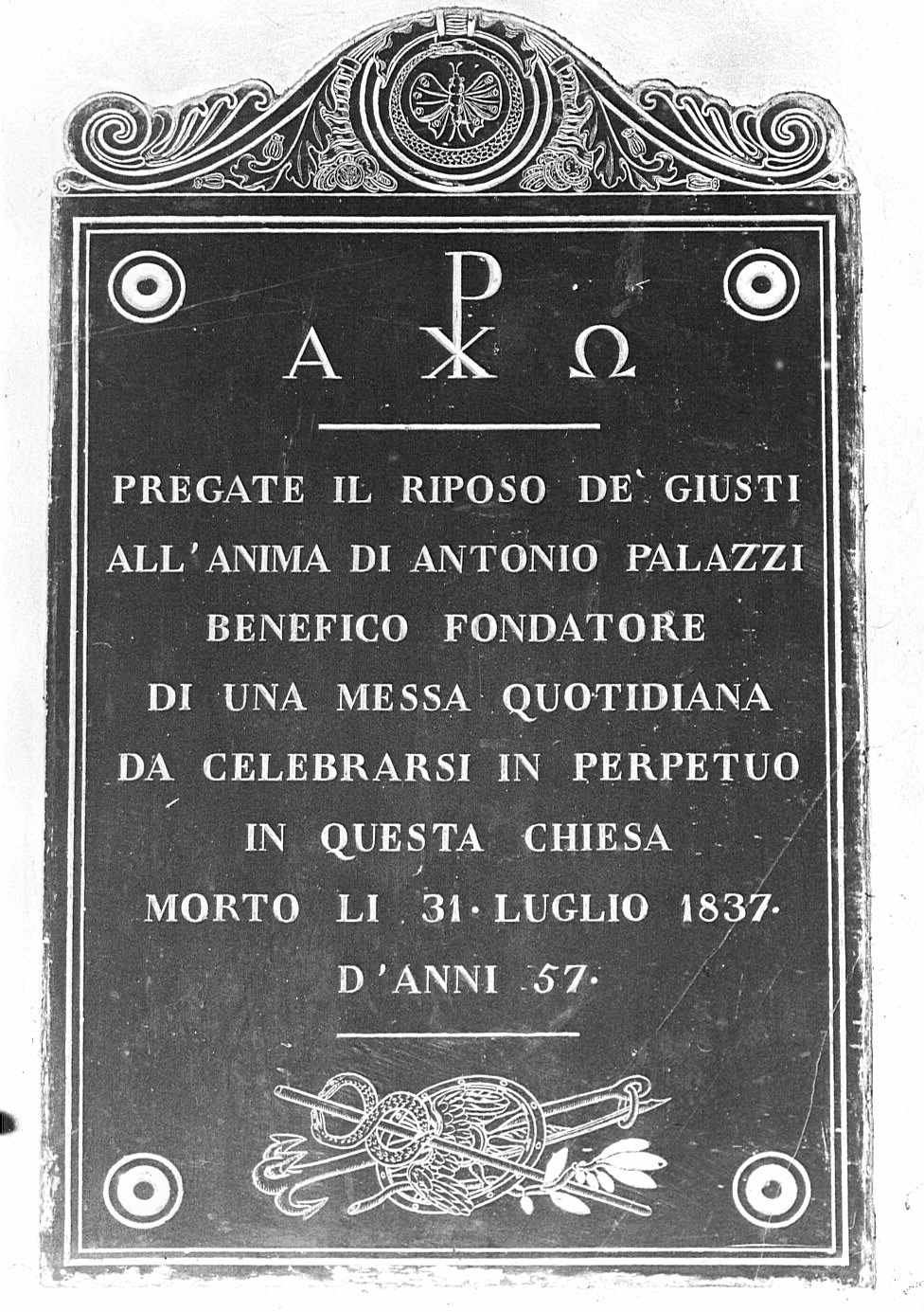 lapide tombale - bottega lombarda (sec. XIX)