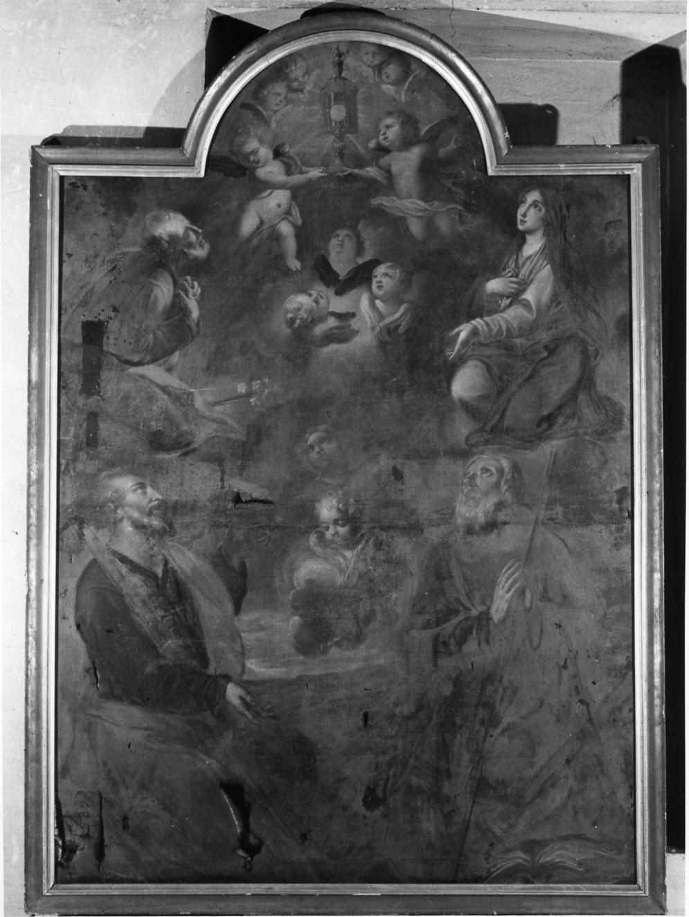 adorazione dell'Eucaristia (dipinto, opera isolata) - ambito lombardo (secc. XVII/ XVIII)