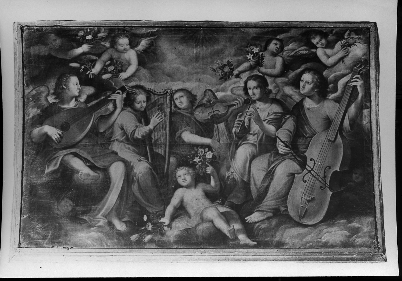 angeli musicanti in gloria (dipinto, opera isolata) - ambito lombardo (sec. XVII)