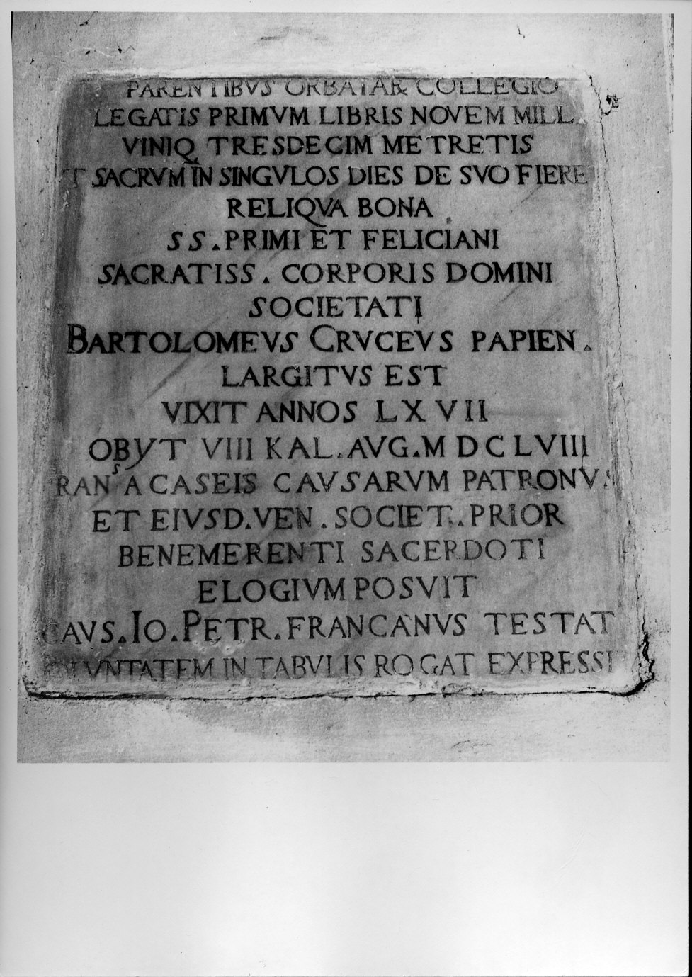 lapide, opera isolata - bottega lombarda (sec. XVII)