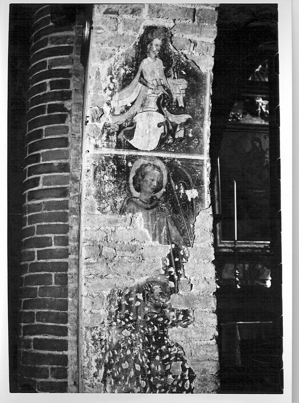 San Sebastiano (dipinto murale, frammento) - ambito lombardo (prima metà sec. XV)