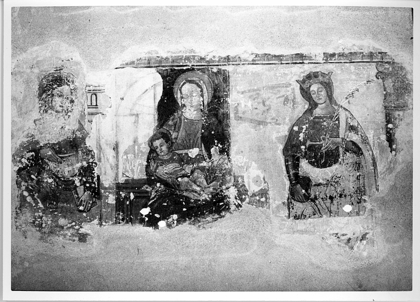 Madonna con Bambino e Santi (dipinto murale, frammento) - ambito lombardo (fine/inizio secc. XV/ XVI)