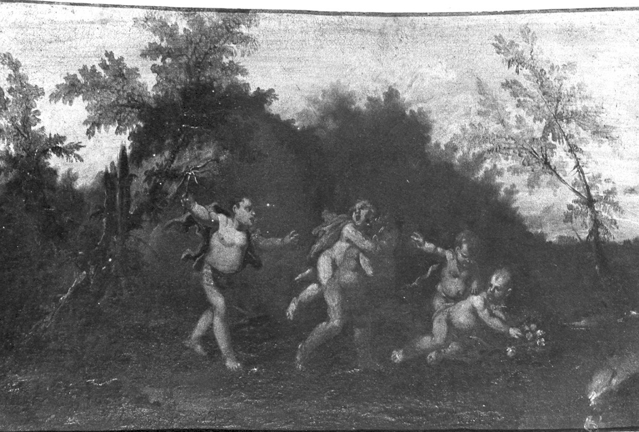 scena con putti che fuggono (dipinto, opera isolata) - ambito lombardo (sec. XVIII)