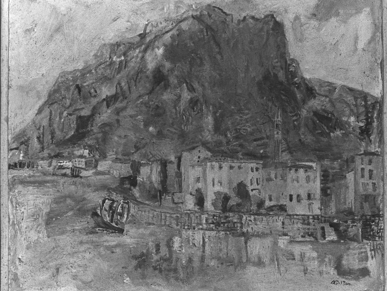 San Martino a Lecco (dipinto, opera isolata) di Del Bon Angelo (sec. XX)