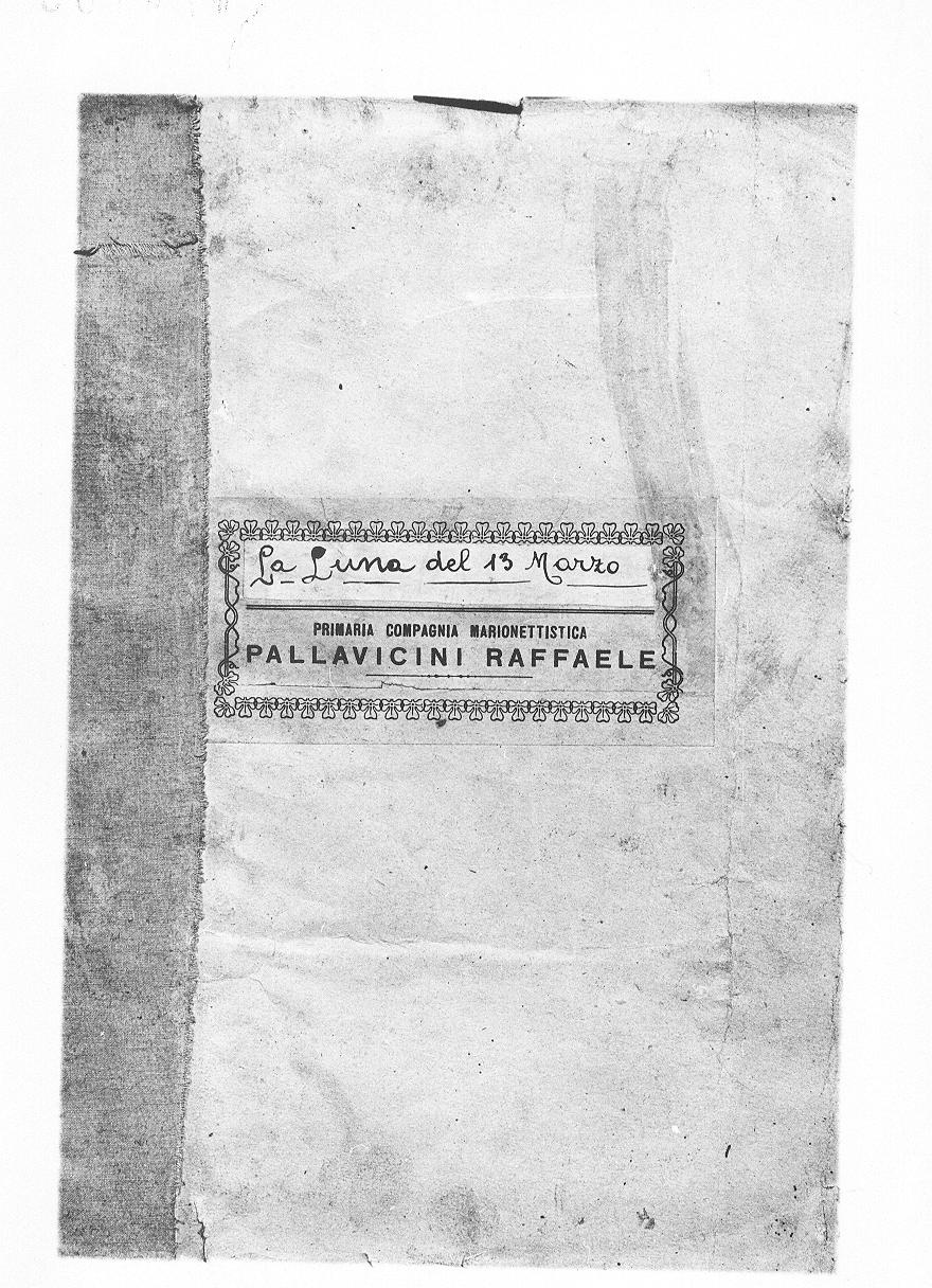 copertina di copione (copertina) - bottega (sec. XIX metà)