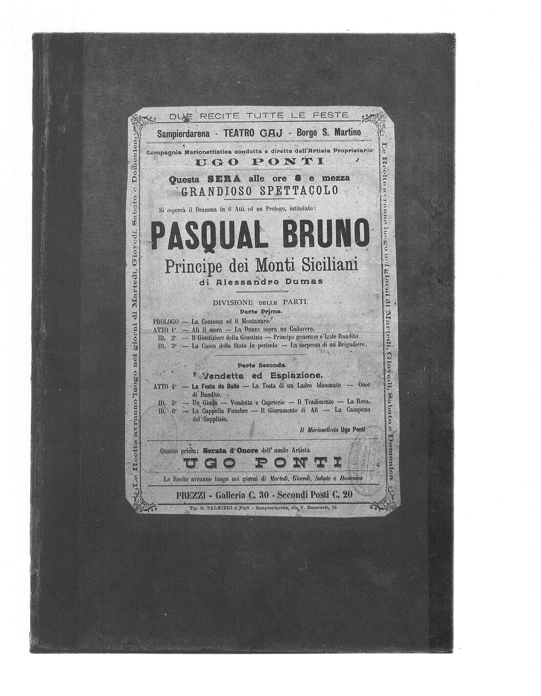copertina di copione (copertina) - bottega (1896)