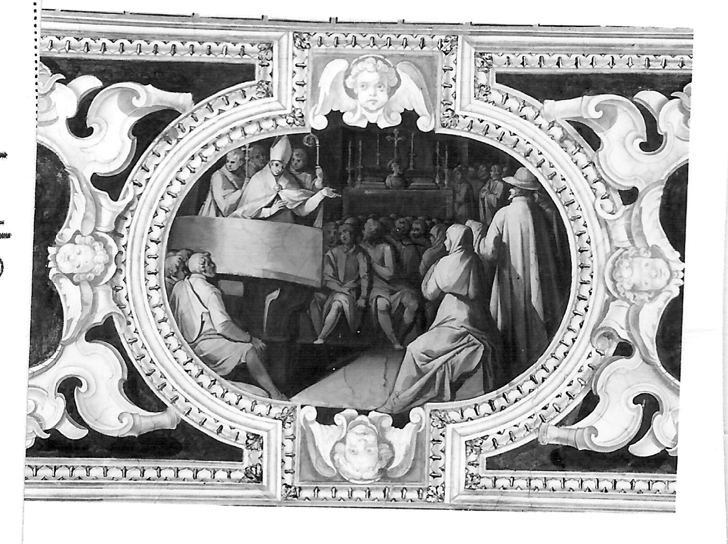 la predicazione delle reliquie (dipinto, elemento d'insieme) di Nebbia Cesare (sec. XVII)