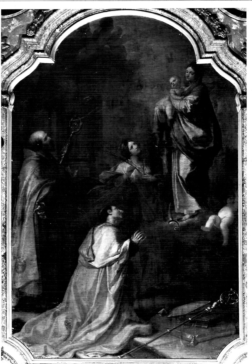 Madonna con Bambino e San Carlo Borromeo (dipinto, opera isolata) - ambito lombardo (inizio sec. XVIII)