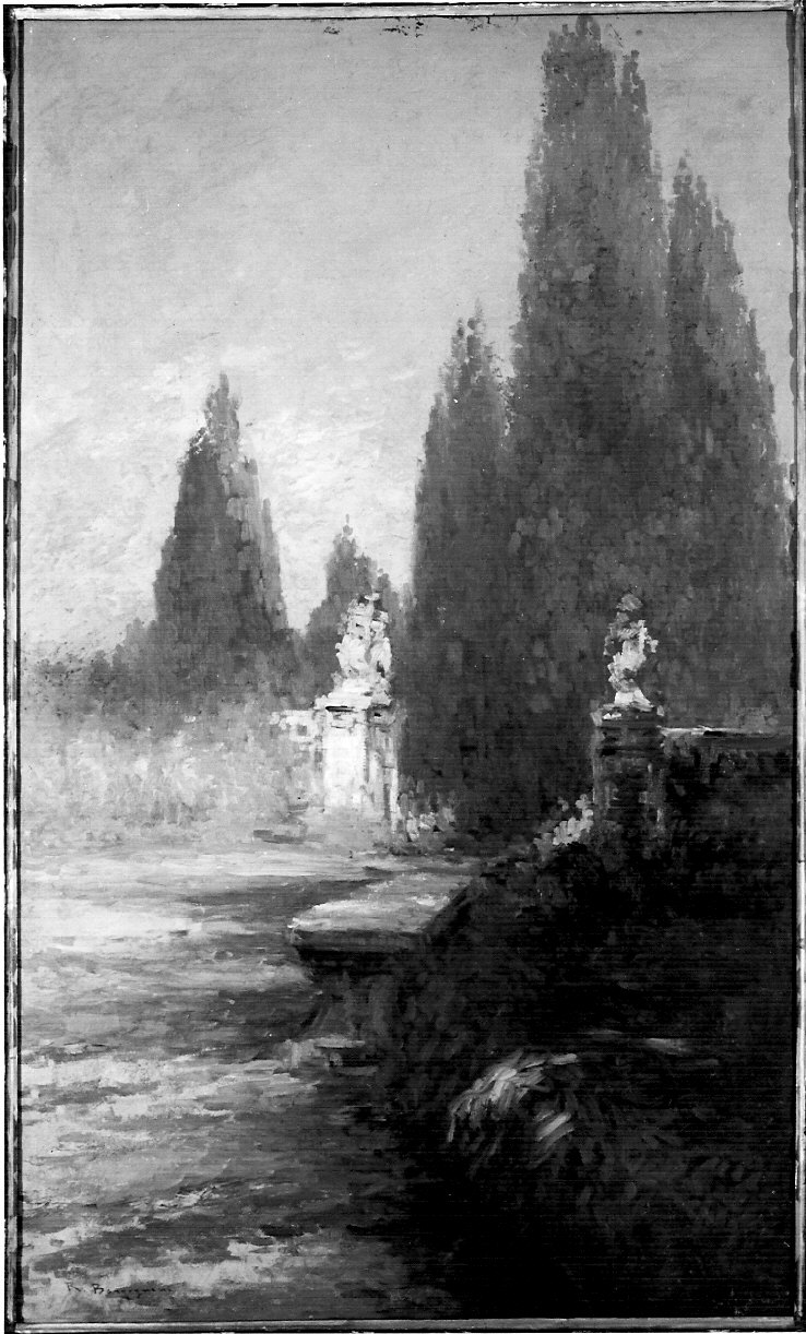 paesaggio con alberi (dipinto, opera isolata) di Borgognoni Romeo (prima metà sec. XX)