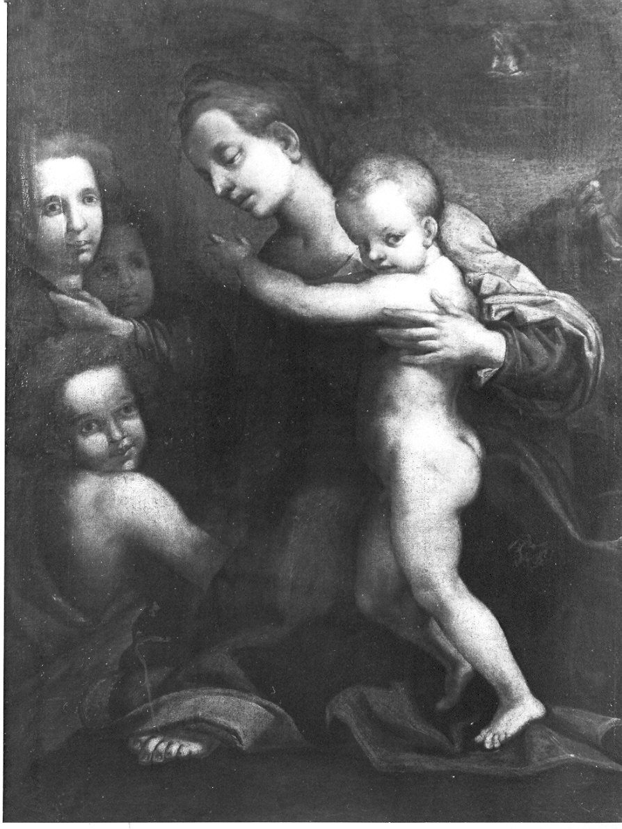 Madonna con Bambino e San Giovannino (dipinto, opera isolata) - ambito toscano (sec. XVI)