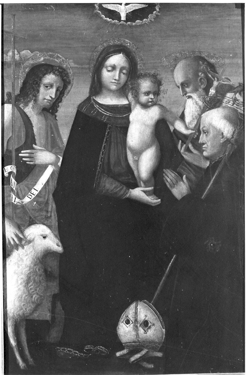 Madonna con Bambino tra San Giovanni Battista e San Girolamo (dipinto, opera isolata) - ambito lombardo (sec. XVI)