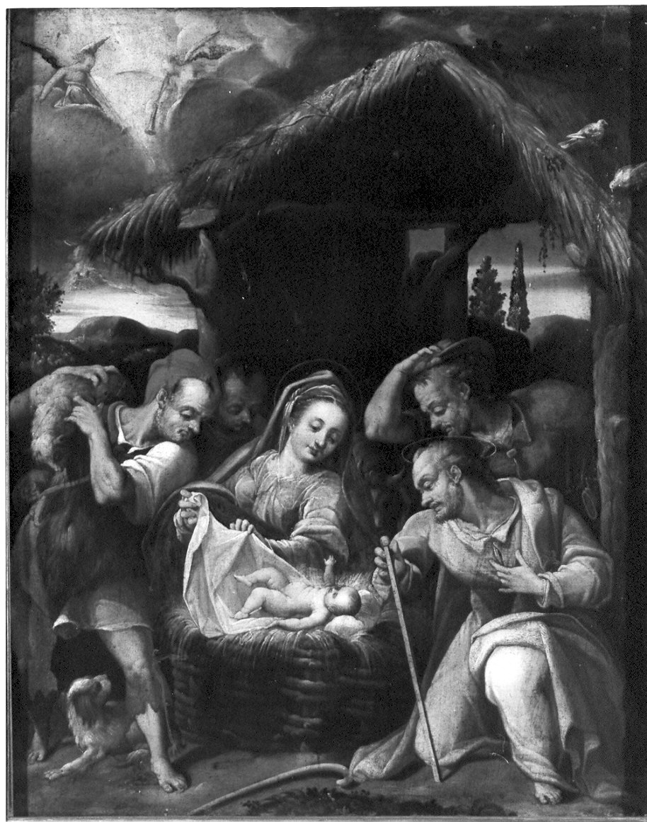 adorazione dei pastori (dipinto, opera isolata) - ambito emiliano (sec. XVI)