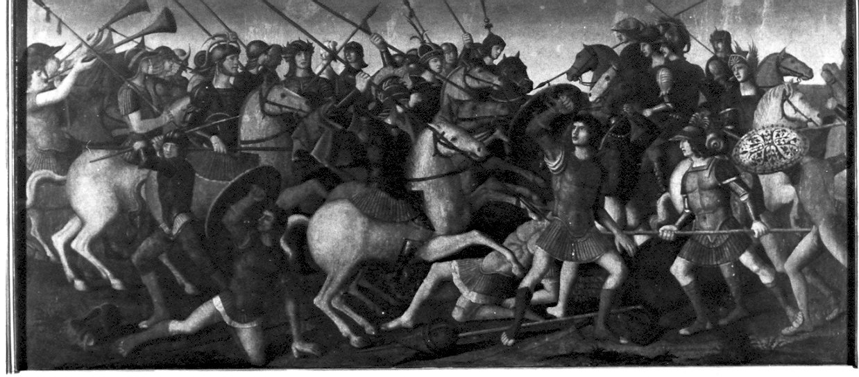 battaglia tra ebrei e amaleceti (dipinto, opera isolata) di Mocetto Girolamo (sec. XV)